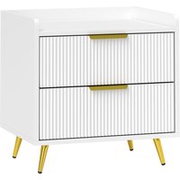 Homcom 2 Drawer Bedside Table - Gold Handles, Modern Design