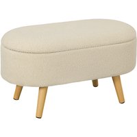 Homcom Teddy Fleece Storage Ottoman Bench - 72 X 32cm Storage - Grey