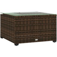 Outsunny Rattan Coffee Table With Tempered Glass Top - Galvanised Steel Frame, 5mm Thick Glass