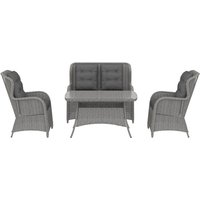 Outsunny 4 Piece Rattan Sofa Set - Light Grey