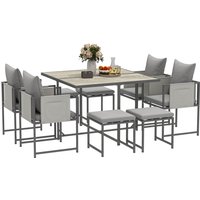 Outsunny 8 Seater Garden Dining Set Cube Furniture With Cushions