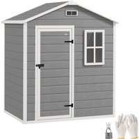 Outsunny Wood-effect Resin Garden Shed 163 X 101cm Internal - Grey