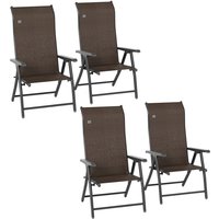 Outsunny Set Of 4 Rattan Folding Chairs - Brown