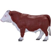 Mojo Fun Hereford Bull Figurine - Realistic Polyvinyl Chloride Farm Animal Toy