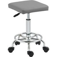 Homcom Pu Leather Adjustable Rolling Stool - 50-66cm Height