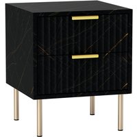 Homcom Marble-inspired Bedside Table With 2 Drawers - White