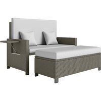 Outsunny Pe Wicker Rattan Daybed Set - Outdoor Sun Lounger With Storage & Side Tables