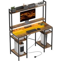 Homcom Rgb Led Computer Desk With Monitor Stand, 2 Usb Ports & 2 Sockets