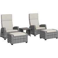 Outsunny 5 Piece Rattan Garden Furniture Set With Reclining Chairs, Grey