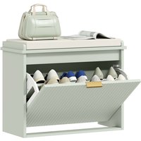Homcom Ridged Flip-drawer Shoe Storage Bench With Padded Cushion - 62x26x47.5cm