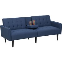 Homcom Linen-look Sofa Bed With Storage & 3 Reclining Positions - Grey