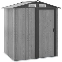 Outsunny Galvanised Steel Outdoor Storage Shed With Sliding Door And Sloped Roof - 5ft X 4.3ft