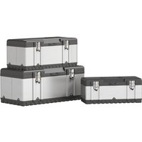 Homcom 3 Piece Stainless Steel Tool Case Set - 23" 19" 16