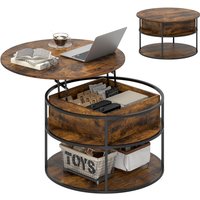 Homcom Round Coffee Table With Lift-top & Hidden Storage - White