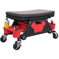 Homcom Rolling Mechanic Stool 135kg Capacity Workshop Seat With 10cm Casters & Storage Tray - Black