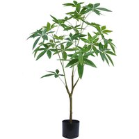 Leaf 120cm Artificial Money Plant Pachira Aquatica Faux Tree - Realistic Braided Trunk & Lush Foliage