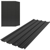 Outsunny 12pk Galvanised Steel Corrugated Greenhouse Roofing Sheets - Black