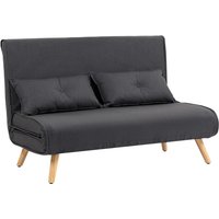 Homcom Double Sofa Bed Click Clack Settee With 5 Recline Angles & 2 Pillows - Grey