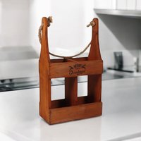 Msl Natural Wood 2 Bottle Wine Rack Holder - 39cm