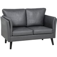 Homcom Leathaire Loveseat Sofa - Bedroom, Home Office, High-density Foam Filling, Rubber Wood Legs