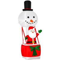 Homcom 8ft Inflatable Santa Claus On Snowman Hot Air Balloon Christmas Decoration With Led Lights