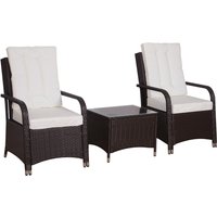 Outsunny Rattan Garden Furniture 3 Piece Bistro Set - Wicker Weave