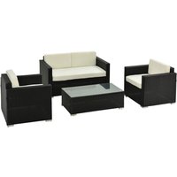 Outsunny 4-piece Rattan Sofa Set With Steel Frame - Black