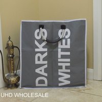 Double Laundry Bag With Metal Handles - Dark Grey