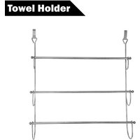 Chrome 3-tier Over-door Towel Rail Hanger - Rust-resistant Bathroom Storage