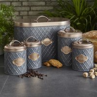 5 Piece Hexagonal Kitchen Canister Set - Matte Grey & Copper
