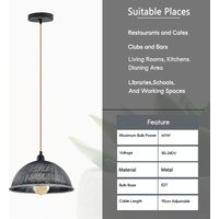 Industrial Hemp Pendant Light With Adjustable 95cm Cable - E27 Lamp Holder