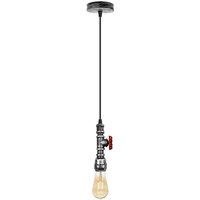 Brushed Silver Metal Pipe Pendant Light - 95cm Adjustable Cable, E27 Fitting