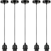 Pendant Light Kit E27 Lamp Holder With 95cm Adjustable Cable - 5 Pack Black