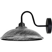 Brushed Silver Metal Hemisphere Wall Light Fixture E27 Base Socket Swan Neck