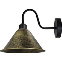 Brushed Brass Vintage Cone Wall Light Fixture E27 Socket Indoor Mounted