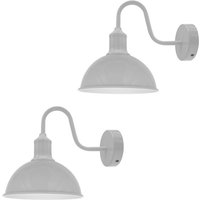 Swan Neck Wall Light Set Metal Arm E27 Sconce Fixture - 2 Pack, 95cm Cable
