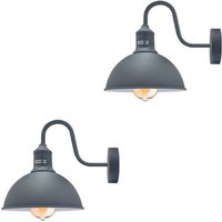 Industrial Swan Neck Metal Wall Light Set - 2 Pack, 95cm Cable