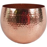 Leaf Hammered Copper Planter 22 X 18cm - Straight Edge Metal Indoor Outdoor