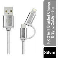 Fx Braided Charge And Sync Cable - 3m Silver