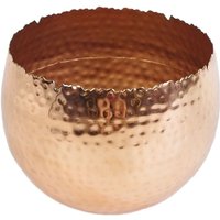 Leaf Hammered Copper Plated Metal Bowl - 22 X 17cm Curvy Edge