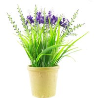 Leaf Artificial Lavender Grass Plant 30cm In Stoneware Planter