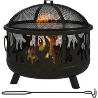 Outsunny 61.5cm 2-in-1 Outdoor Fire Pit And Bbq Grill - Garden Cooker Heater