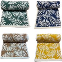 Bellissimo Home 100% Turkish Cotton Jacquard Hand Towel - Beige Botanical Leaf