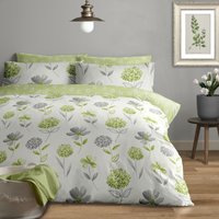 Bellissimo Home Cotton Rich Duvet Set - Caroline Floral Green Super King 200 Thread Count