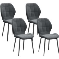 Homcom Set Of 4 Flannel Armless Tub Chairs - Dark Grey
