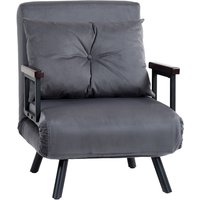Homcom Velvet-feel Folding Chair Bed With 5-position Backrest - Steel Frame