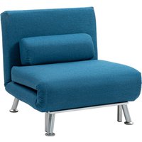 Homcom Steel Folding Sleeper Chair Sofa Bed - 5 Position, Blue, 150kg Capacity