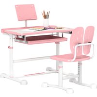Aiyaplay Height Adjustable Kids Desk And Chair Set With Tilted Desktop - Pink