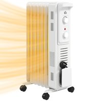 Homcom 7 Fin Portable Oil Filled Radiator Heater - 1500w, White