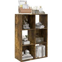 Homcom Particle Board 6 Cube Storage Cabinet Bookcase - Rustic Brown 60cm X 30cm X 90cm